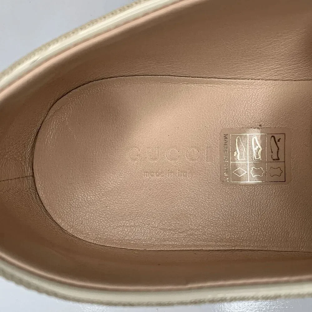 Gucci Falacer Patent Leather Sneakers 38 White Red Blue Bee Crystal Low Top